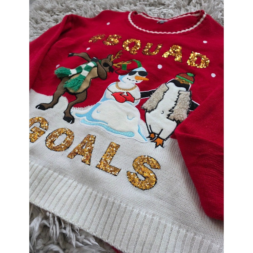 Christmas "Squad Goals" Sweater Sz M - Picture 3 of 6